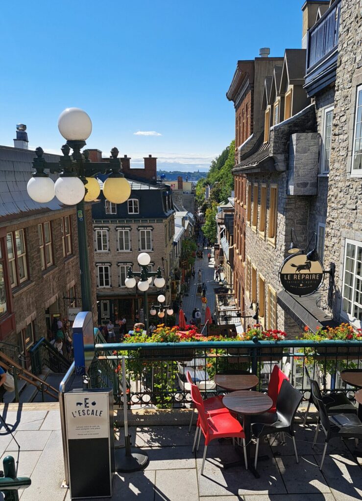 Vista de cima do Quartier Petit Champlain, Quebec.