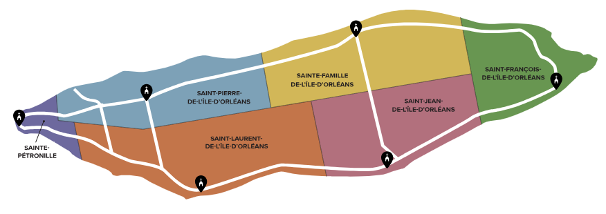 Mapa da  Île d'Orléans.